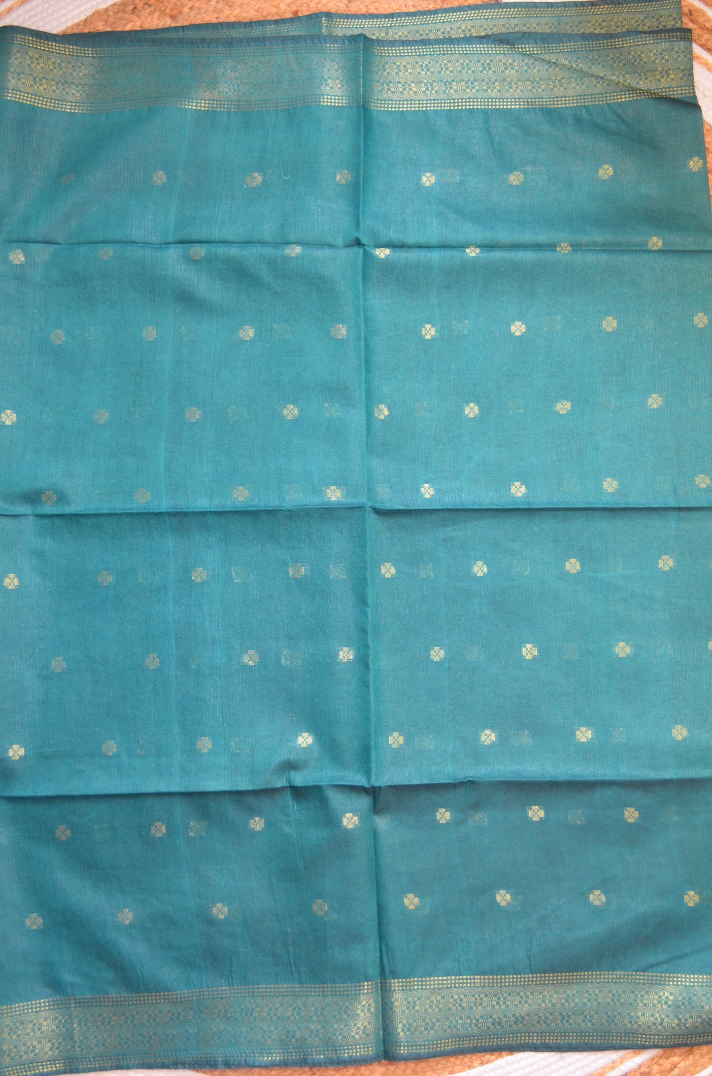 Dark Teal Contemporary Zari Vegan Silk Saree