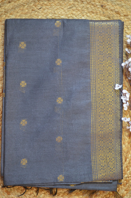 Steel Contemporary Zari Vegan Silk Saree