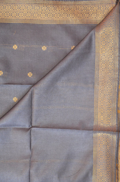 Steel Contemporary Zari Vegan Silk Saree