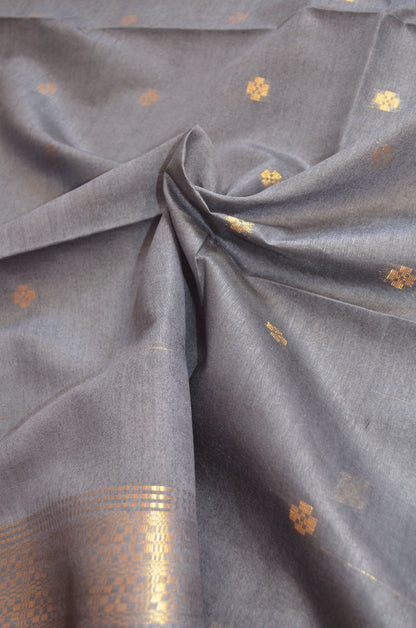 Steel Contemporary Zari Vegan Silk Saree