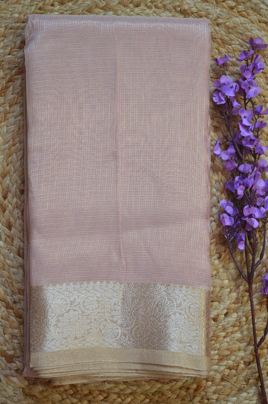 Peach Zari Kota Saree
