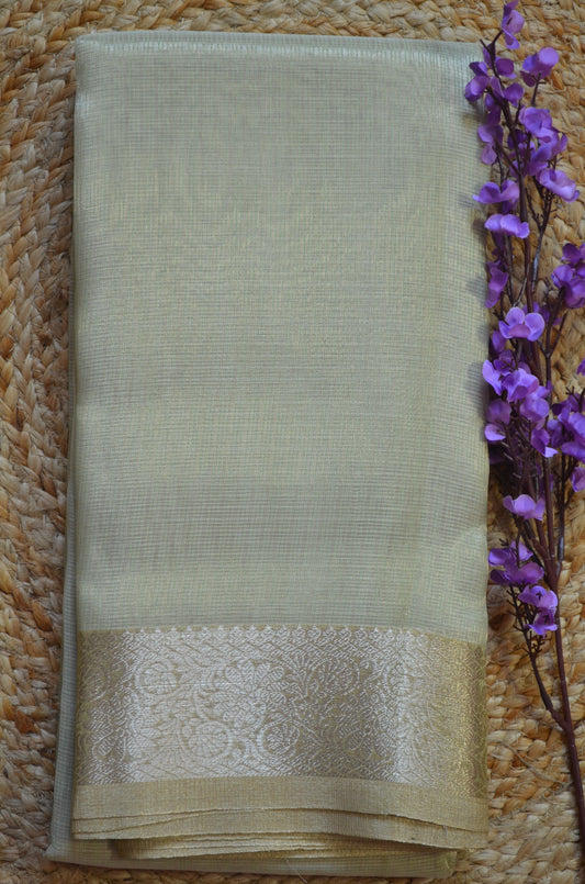 Pista Zari Kota Saree