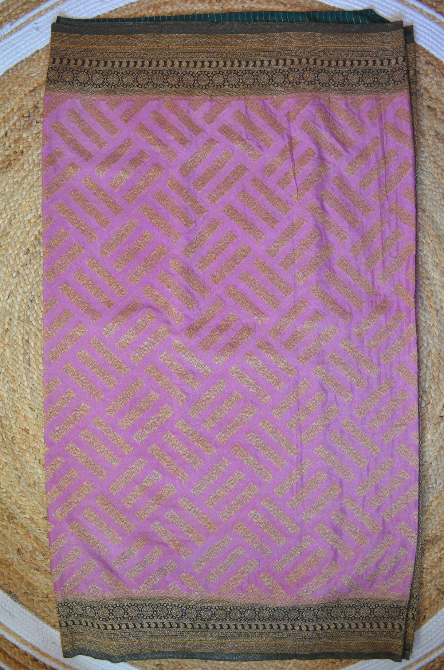 Mauve Zari Work Banarasi Khaddi Silk Saree
