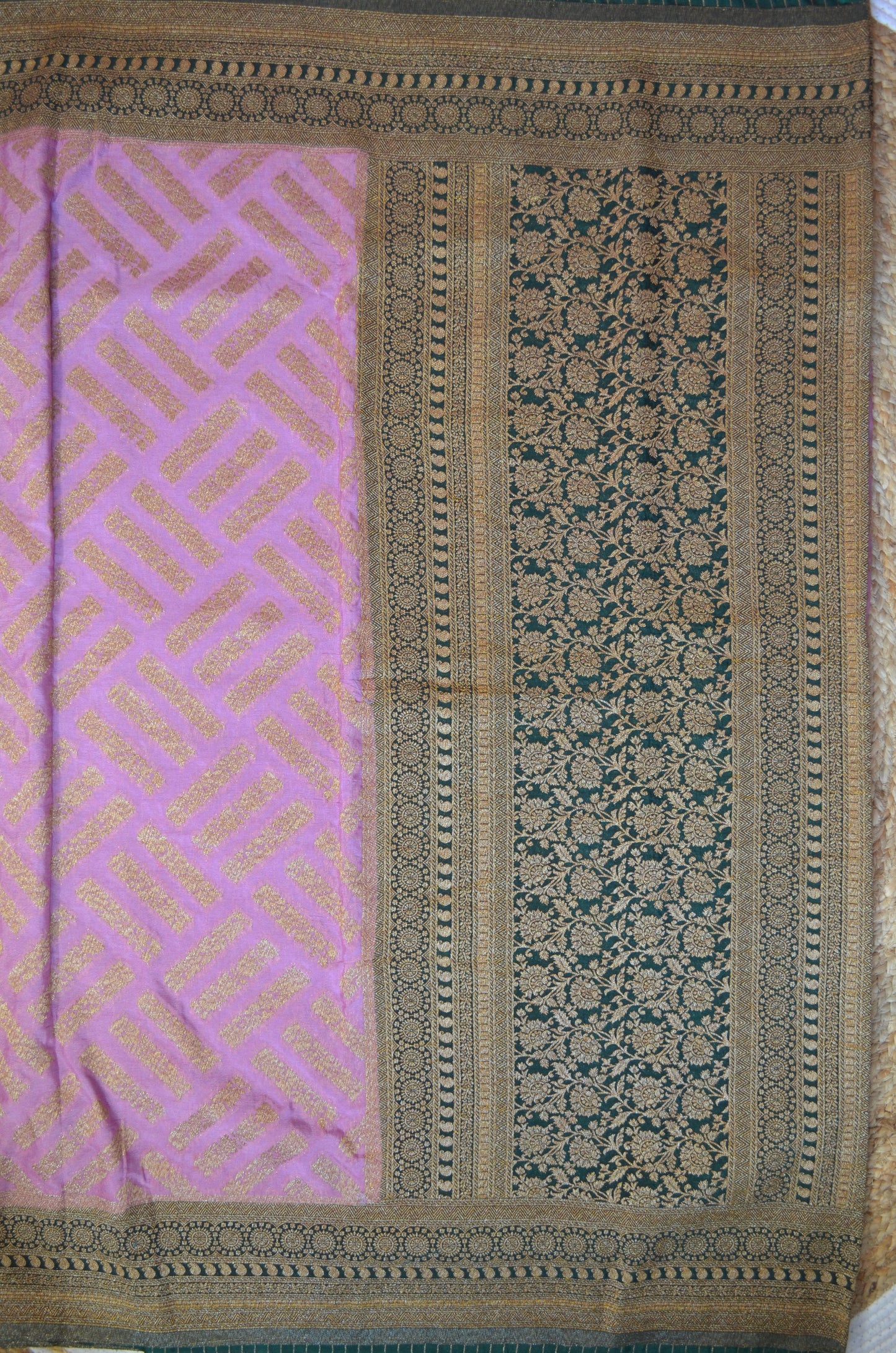 Mauve Zari Work Banarasi Khaddi Silk Saree