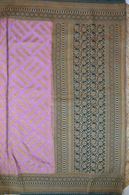 Mauve Zari Work Banarasi Khaddi Silk Saree