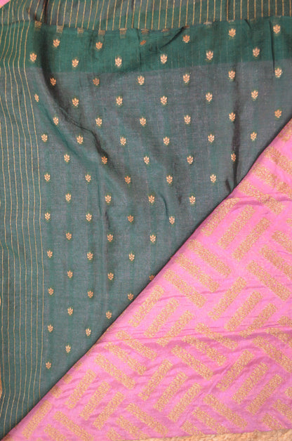 Mauve Zari Work Banarasi Khaddi Silk Saree