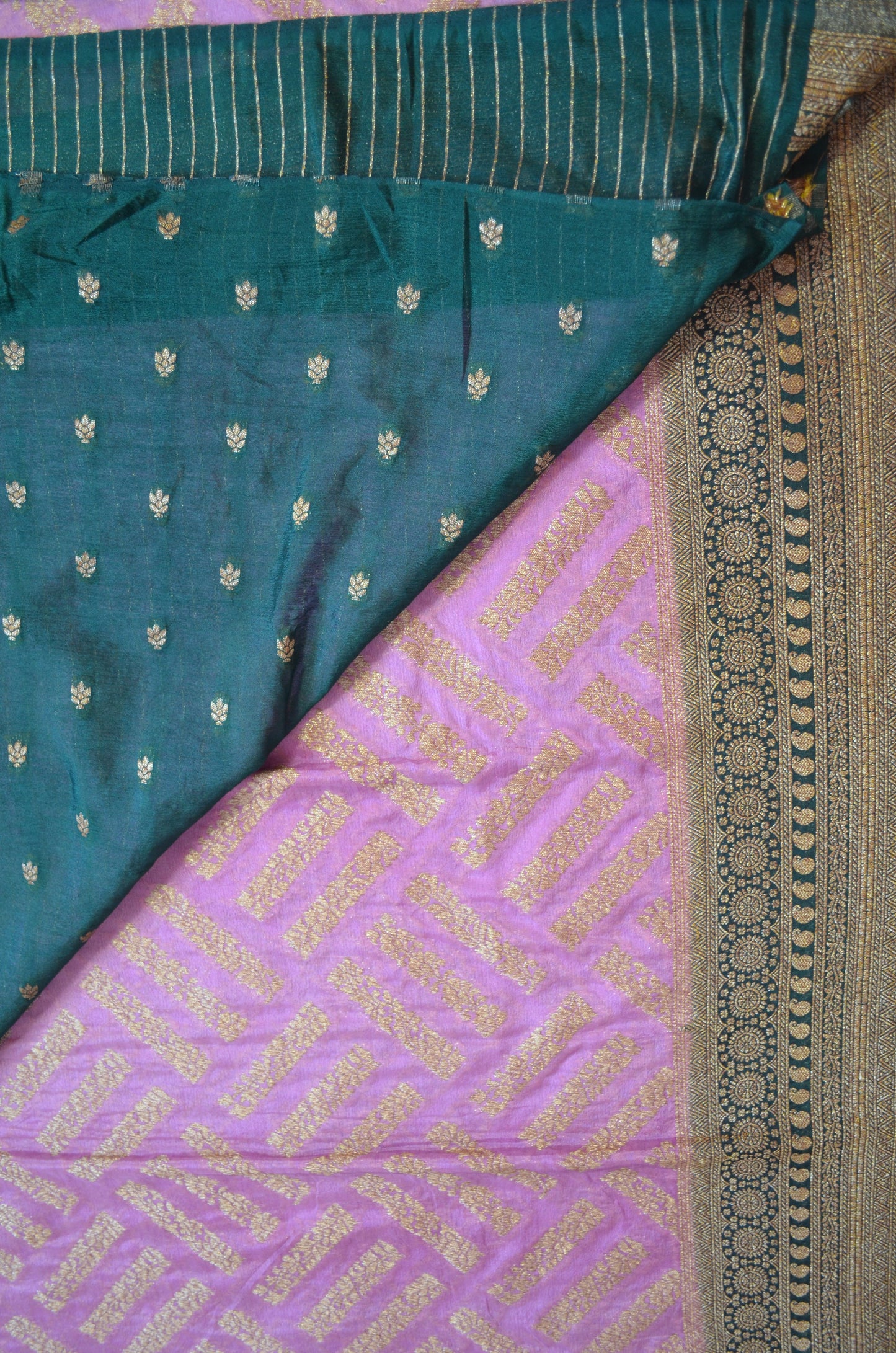 Mauve Zari Work Banarasi Khaddi Silk Saree