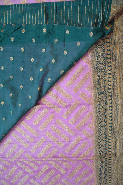 Mauve Zari Work Banarasi Khaddi Silk Saree