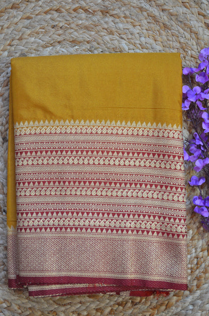 Mustard Georgette Banarasi Silk Saree