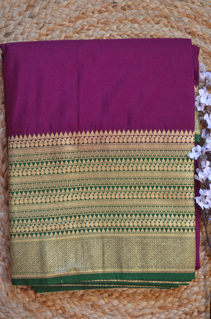 Wine Georgette Banarasi Silk Saree