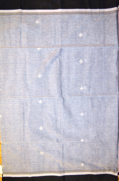 Grey Peach Buttery Mul Cotton Bengal Khadi Handloom Saree
