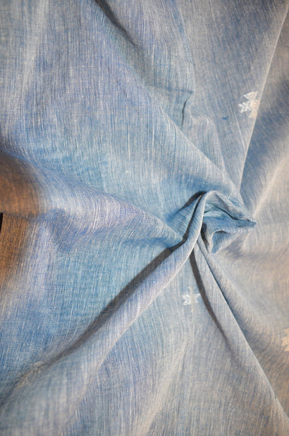 Grey Peach Buttery Mul Cotton Bengal Khadi Handloom Saree