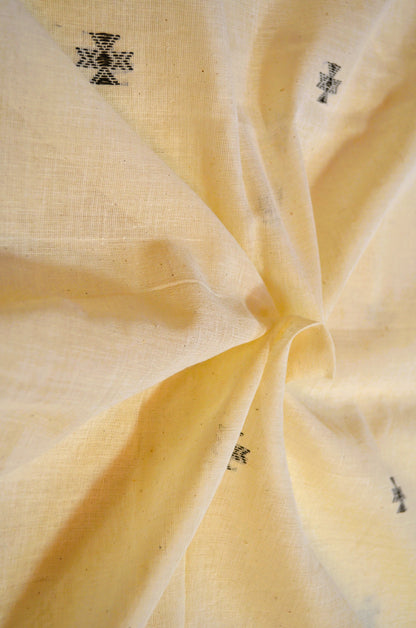 Cream Buttery Mul Cotton Bengal Khadi Handloom Saree