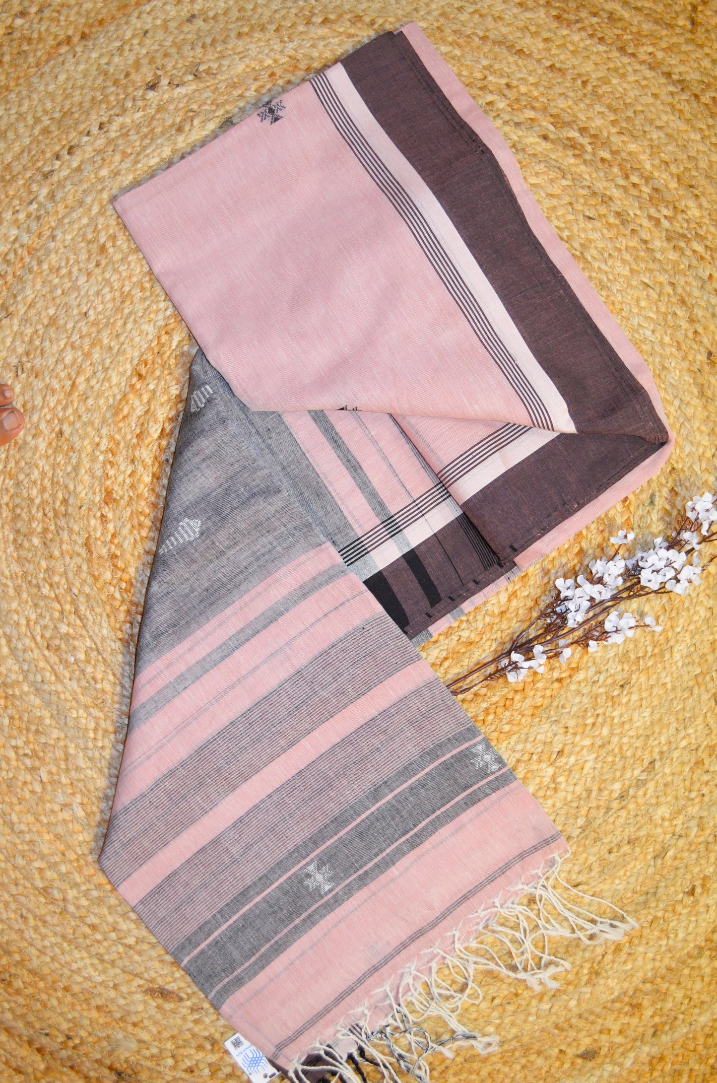 Mauve Buttery Mul Cotton Bengal Khadi Handloom Saree