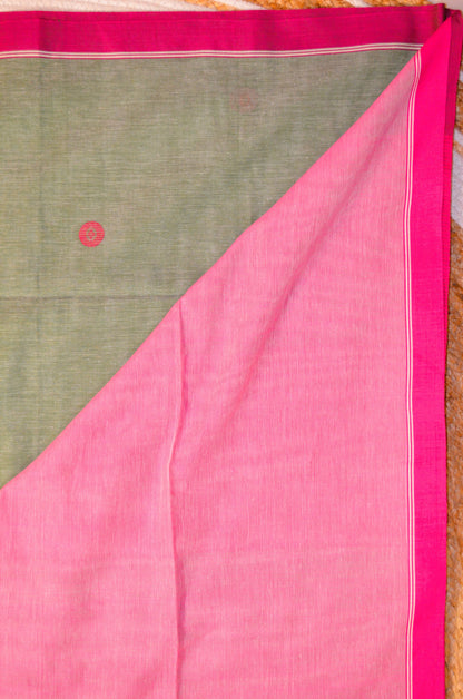 Grey Seafoam Buttery Mul Cotton Bengal Khadi Handloom Saree