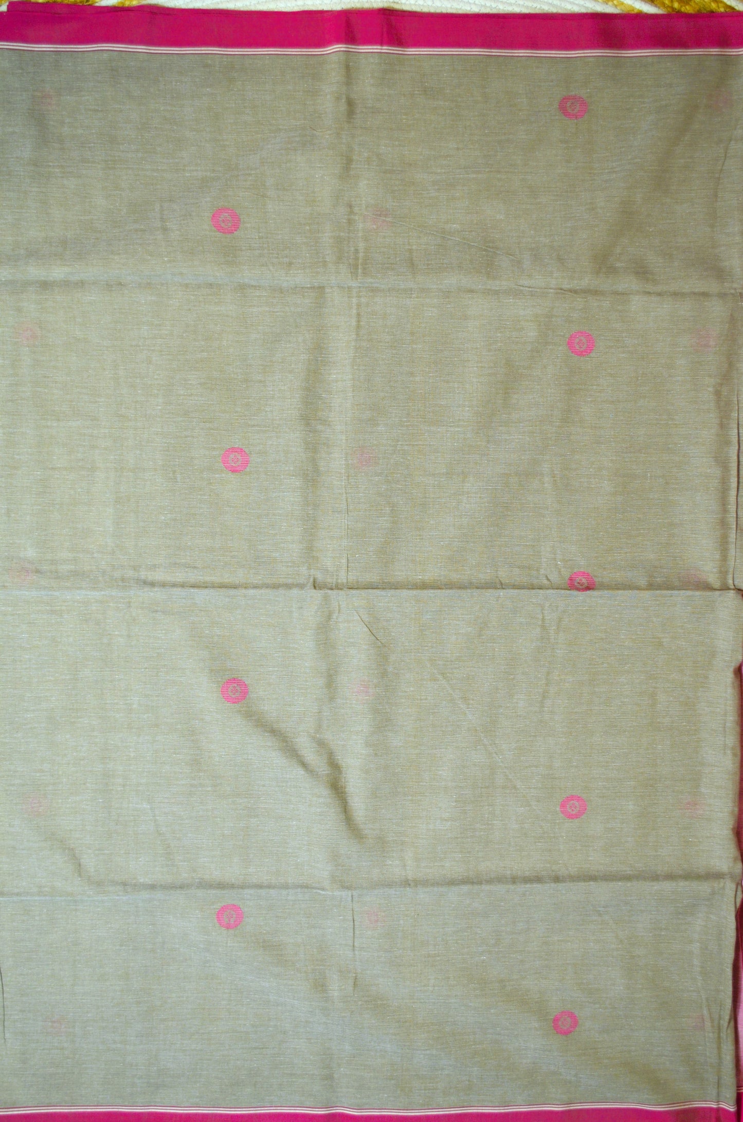 Dark Beige Buttery Mul Cotton Bengal Khadi Handloom Saree