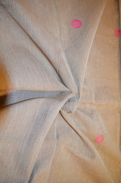 Dark Beige Buttery Mul Cotton Bengal Khadi Handloom Saree