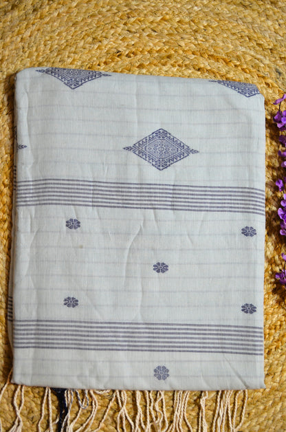 Light Pista Buttery Mul Cotton Bengal Muslin Handloom Saree