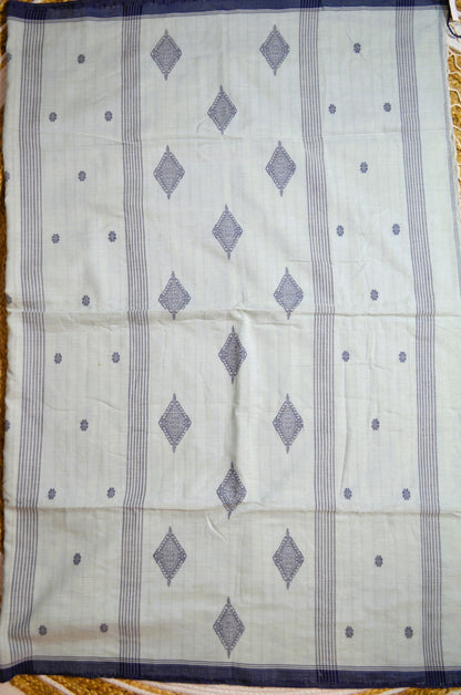 Light Pista Buttery Mul Cotton Bengal Muslin Handloom Saree