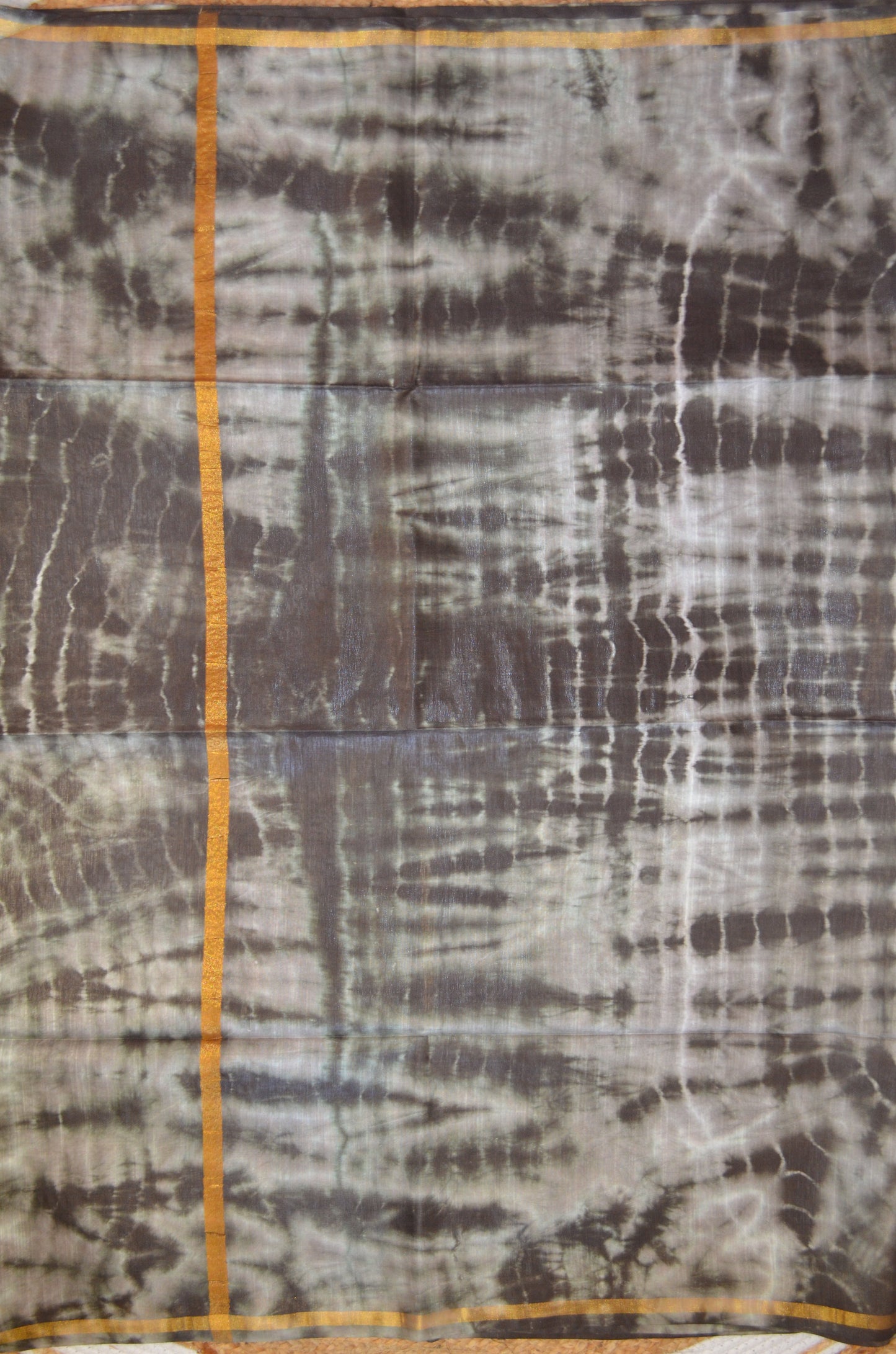 Black Shibori Vegan Silk Handloom Saree