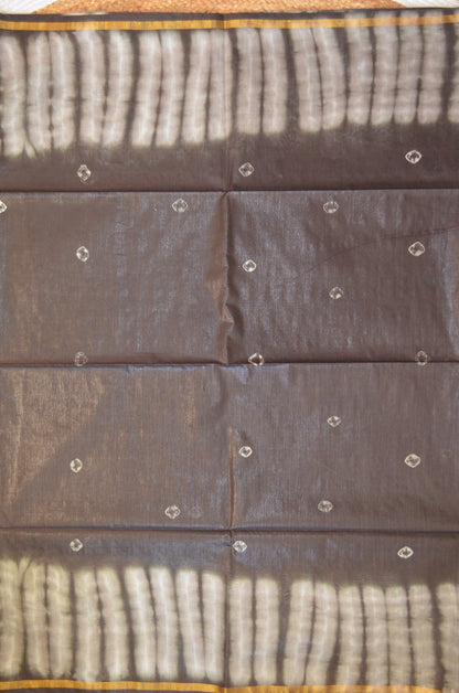 Black Shibori Vegan Silk Handloom Saree