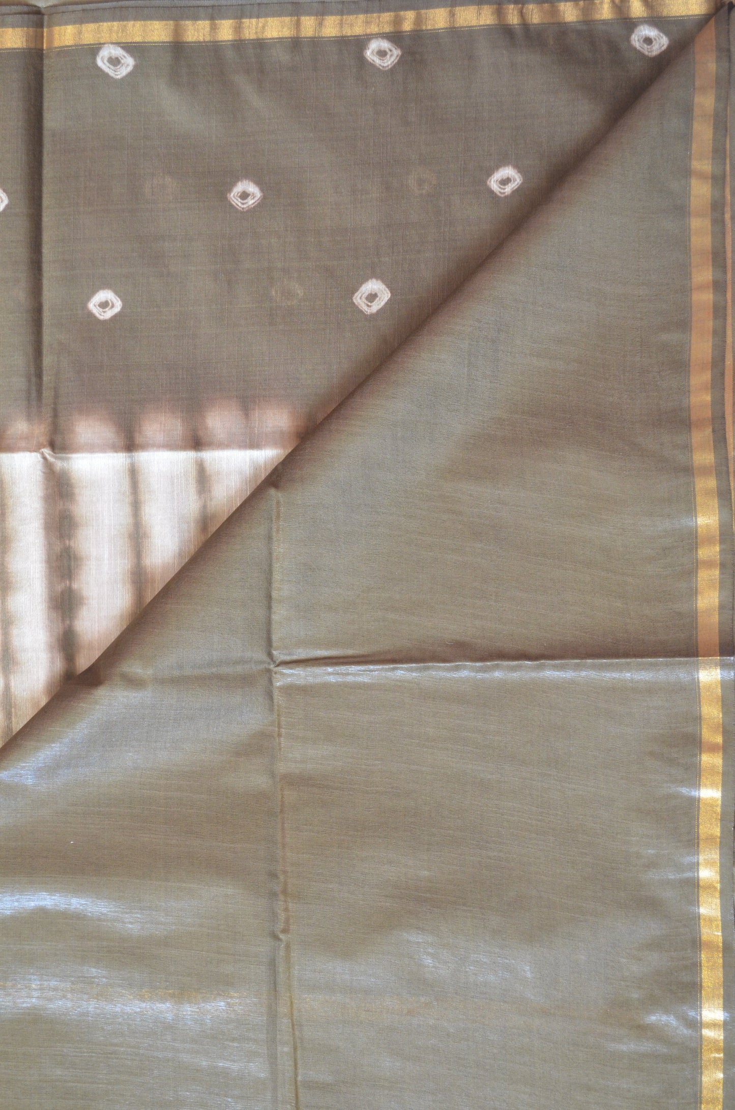 Olive Shibori Vegan Silk Handloom Saree