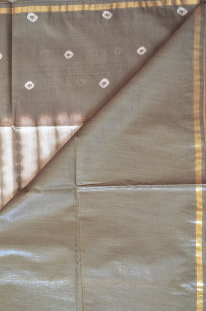 Olive Shibori Vegan Silk Handloom Saree