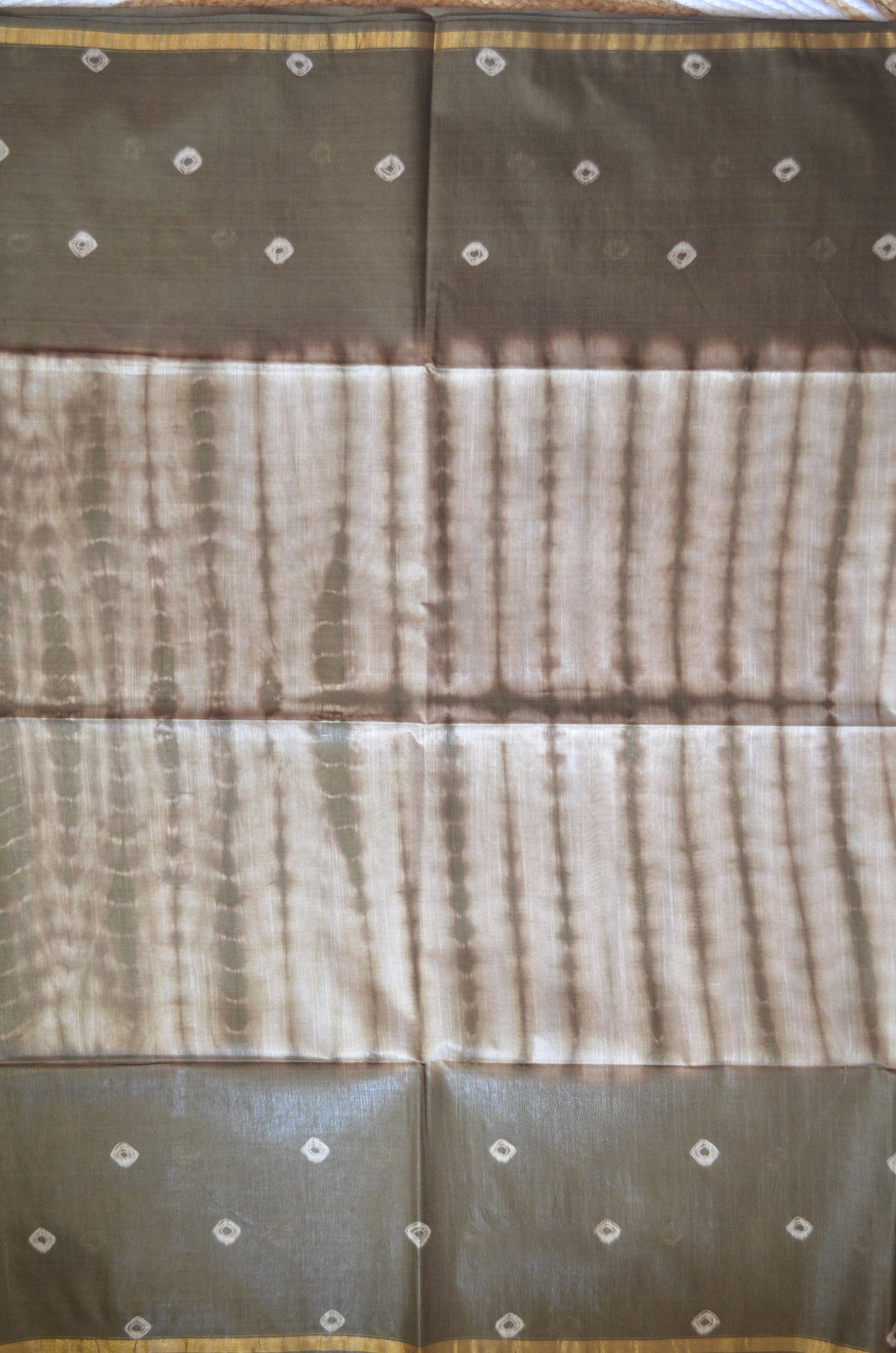 Olive Shibori Vegan Silk Handloom Saree