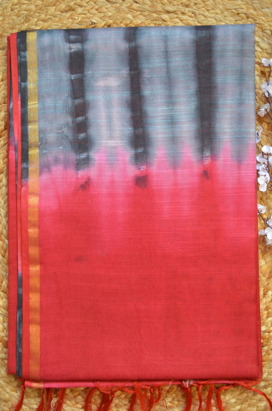 Magenta Shibori Vegan Silk Handloom Saree