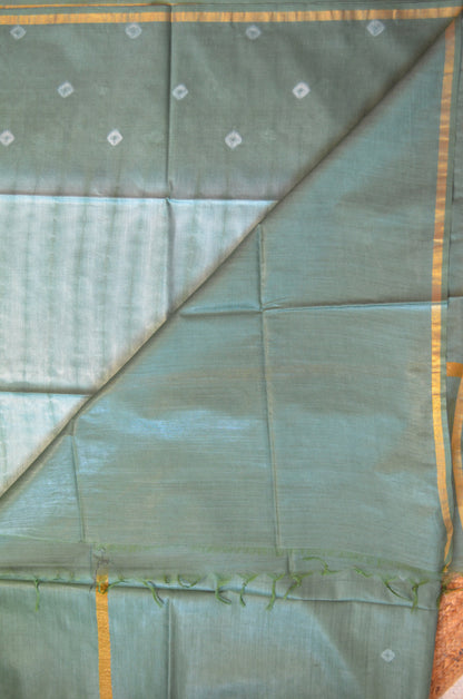 Bottle Green Shibori Vegan Silk Handloom Saree
