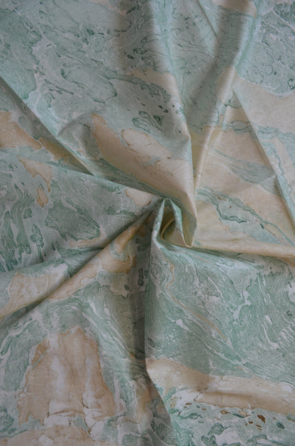 White Marble Print Vegan Silk Handloom Saree