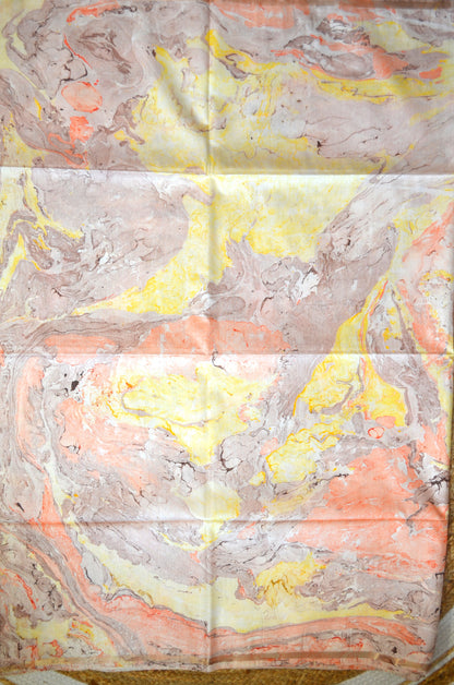 White Marble Print Vegan Silk Handloom Saree