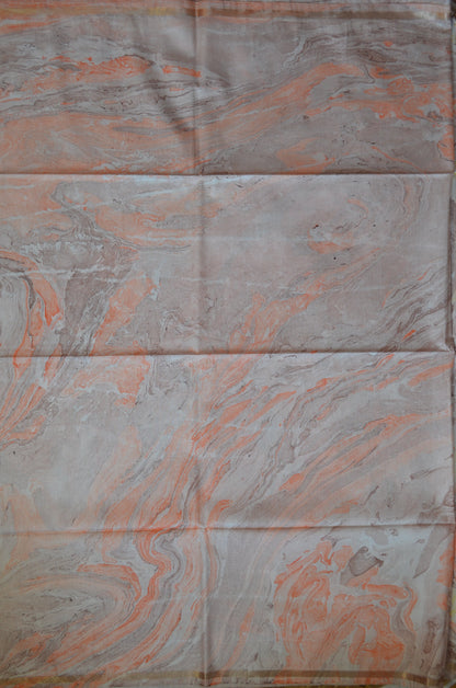 White Marble Print Vegan Silk Handloom Saree