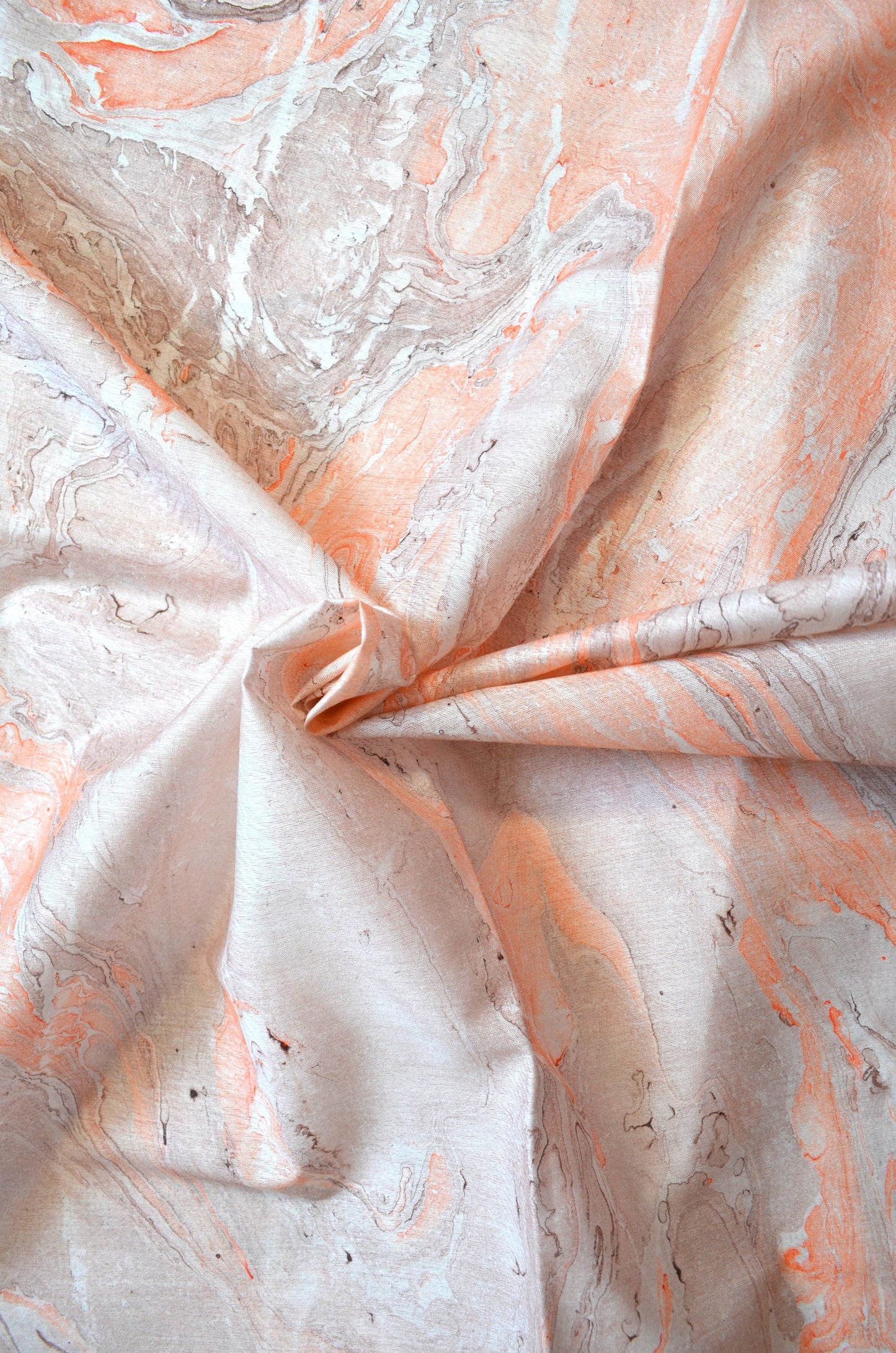 White Marble Print Vegan Silk Handloom Saree