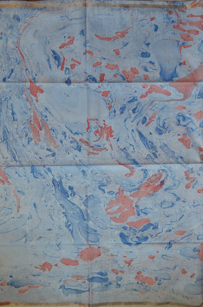 White Marble Print Vegan Silk Handloom Saree