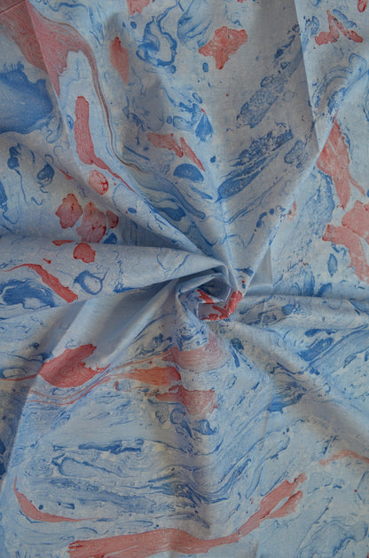White Marble Print Vegan Silk Handloom Saree