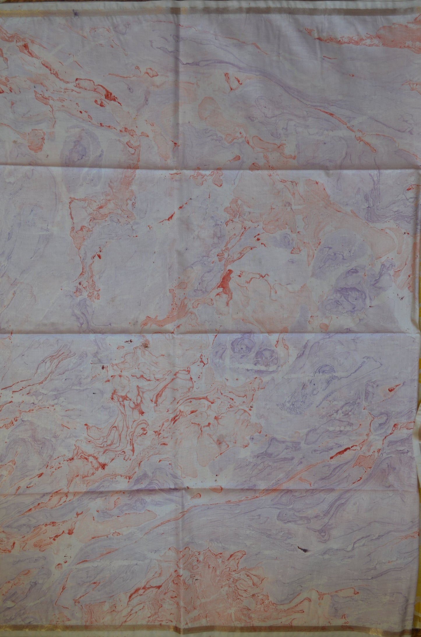 White Marble Print Vegan Silk Handloom Saree