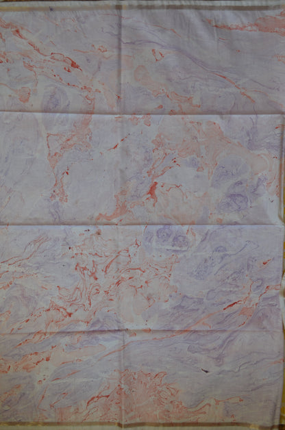 White Marble Print Vegan Silk Handloom Saree
