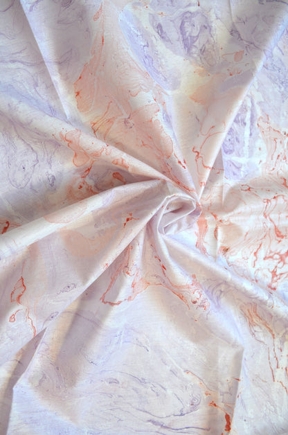 White Marble Print Vegan Silk Handloom Saree
