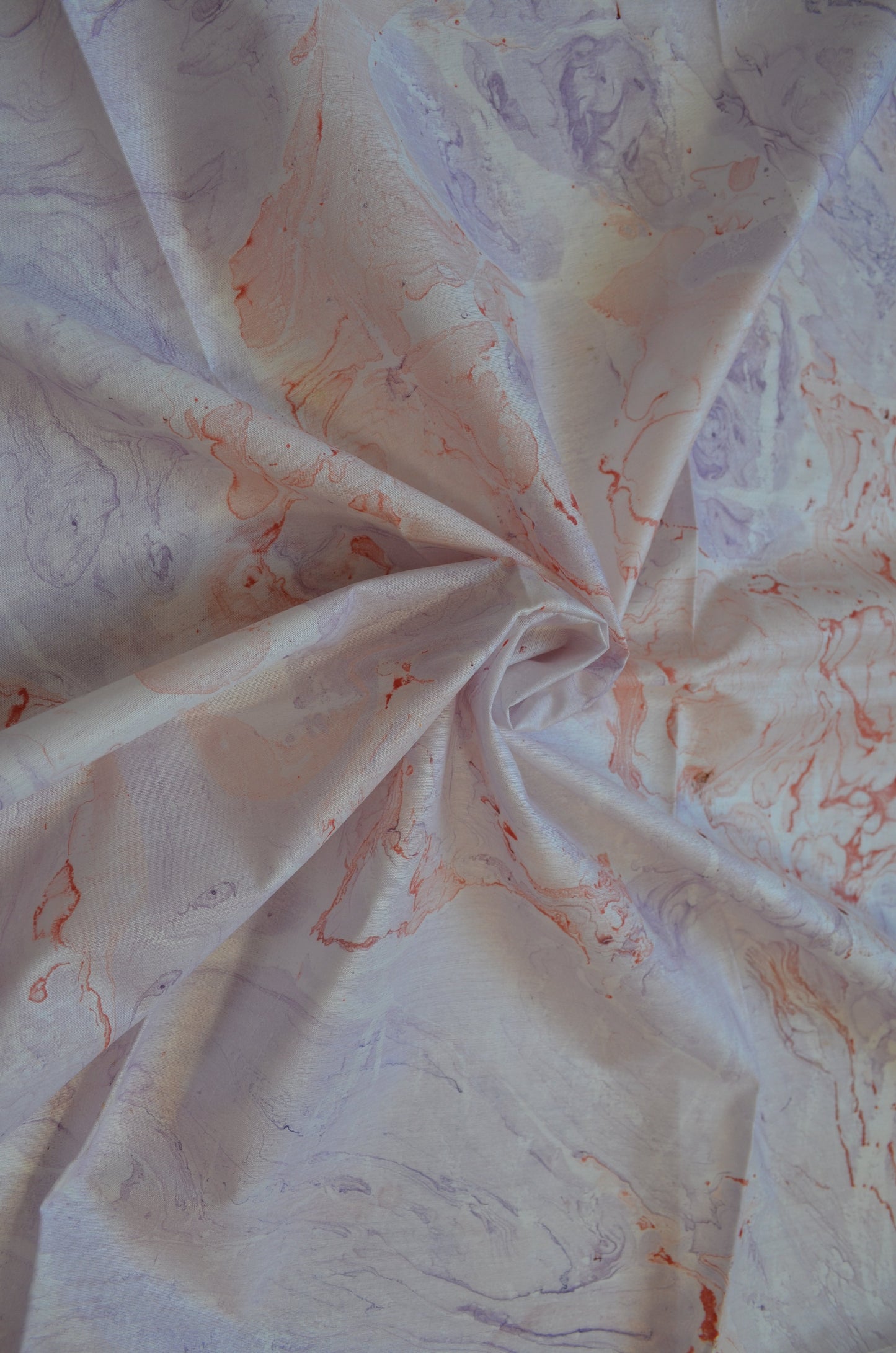 White Marble Print Vegan Silk Handloom Saree