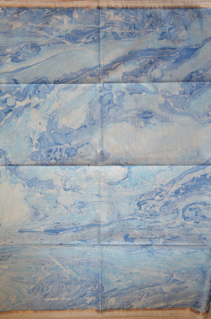 White Marble Print Vegan Silk Handloom Saree