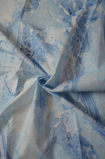 White Marble Print Vegan Silk Handloom Saree
