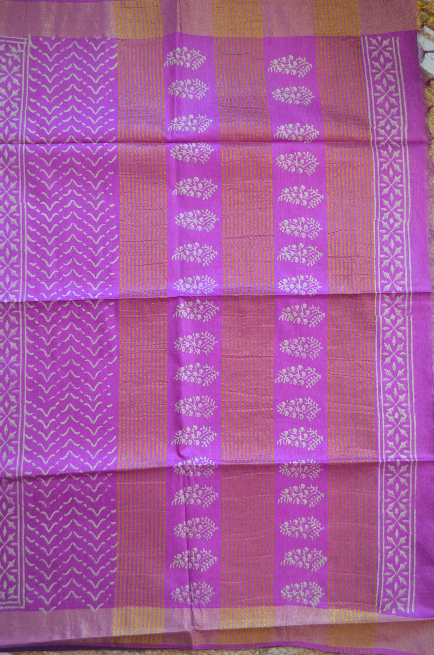 Purple Magenta Bapta Print Vegan Silk Handloom Saree
