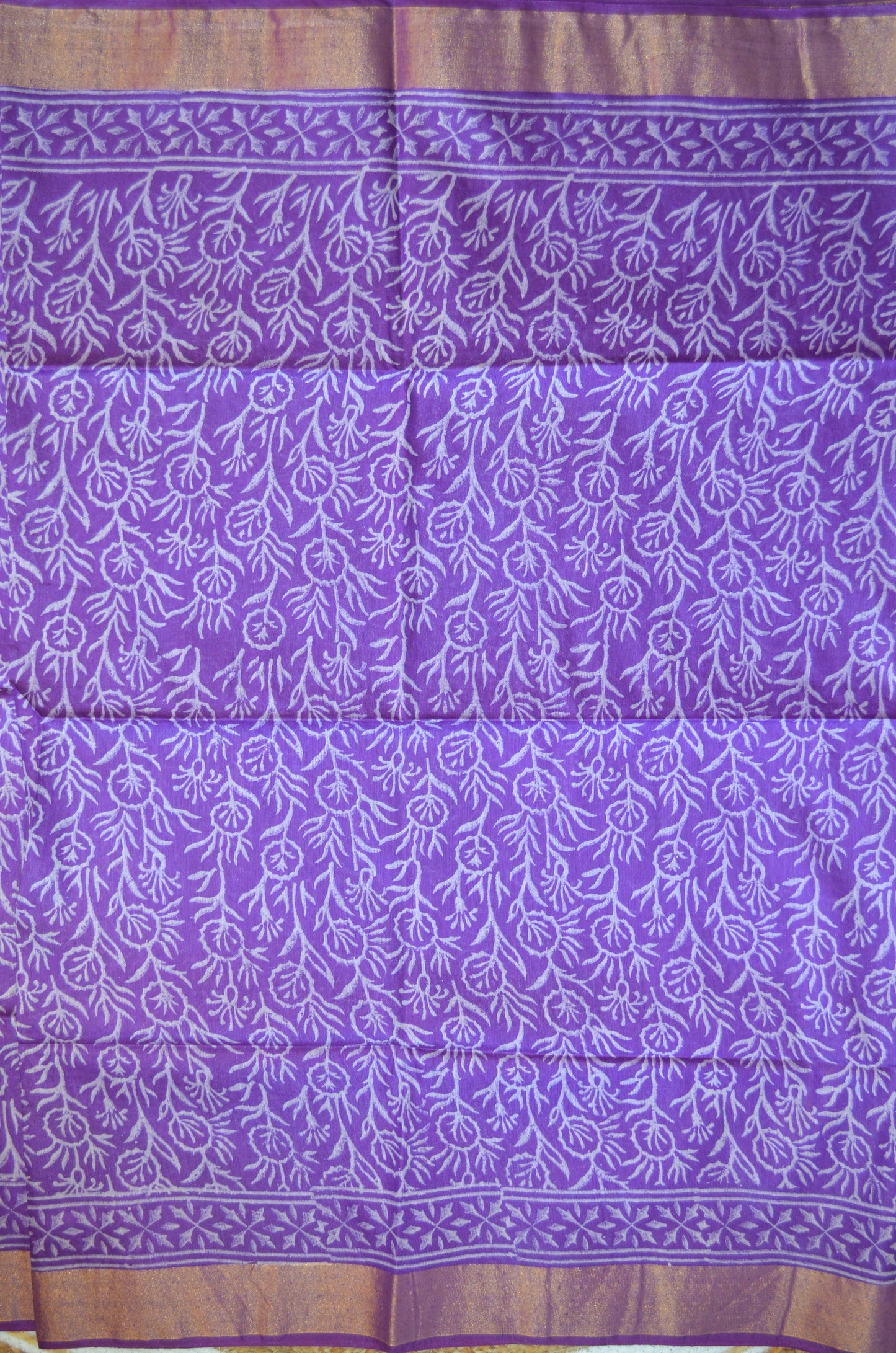Purple Magenta Bapta Print Vegan Silk Handloom Saree