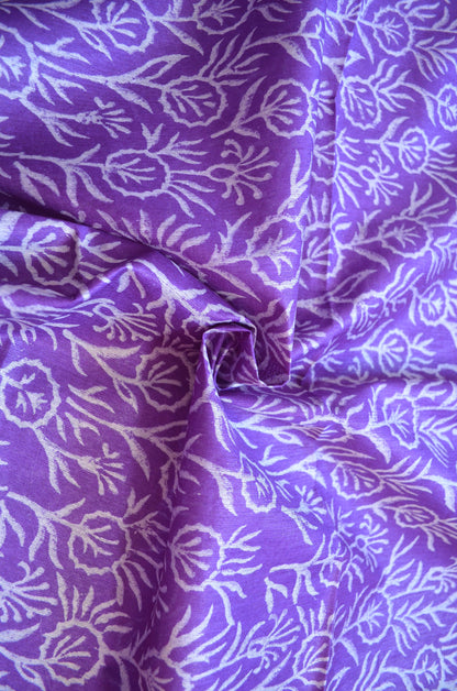 Purple Magenta Bapta Print Vegan Silk Handloom Saree