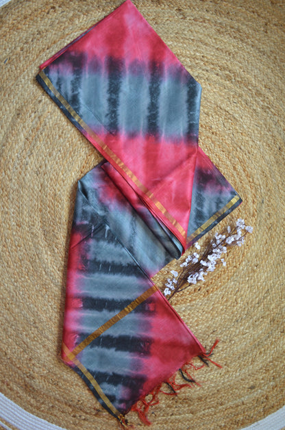 Slate Magenta Shibori Vegan Silk Handloom Saree