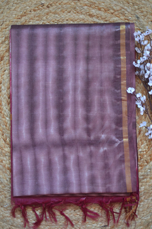 Wine Magenta Shibori Vegan Silk Handloom Saree