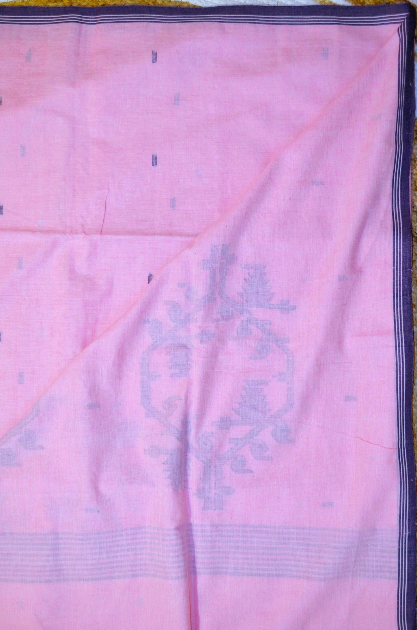 Pink Buttery Mul Cotton Bengal Jamdani Handloom Saree