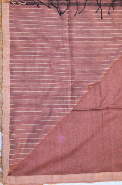 Maroon Buttery Mul Cotton Bengal Muslin Handloom Saree