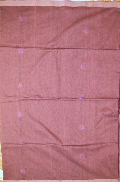 Maroon Buttery Mul Cotton Bengal Muslin Handloom Saree